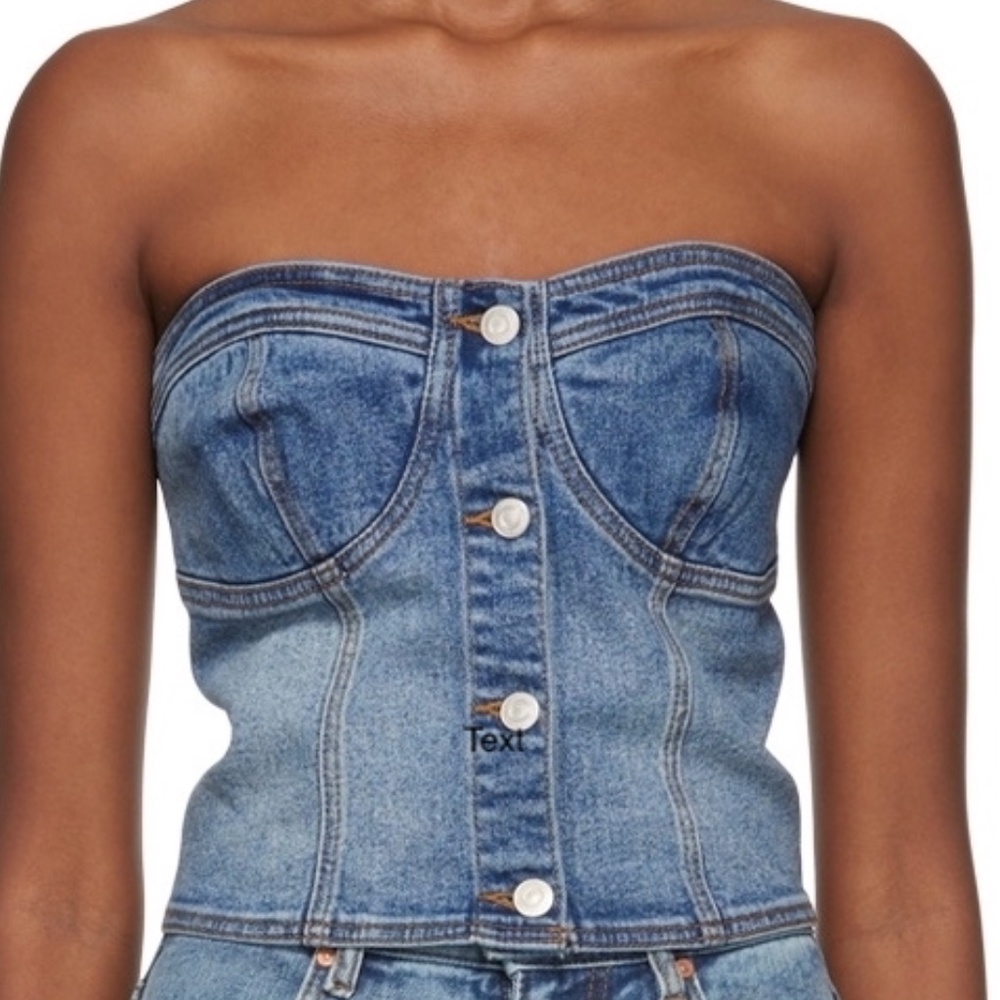ANDERSSON BELL Denim Strapless Bustier Crop Top Size XS
